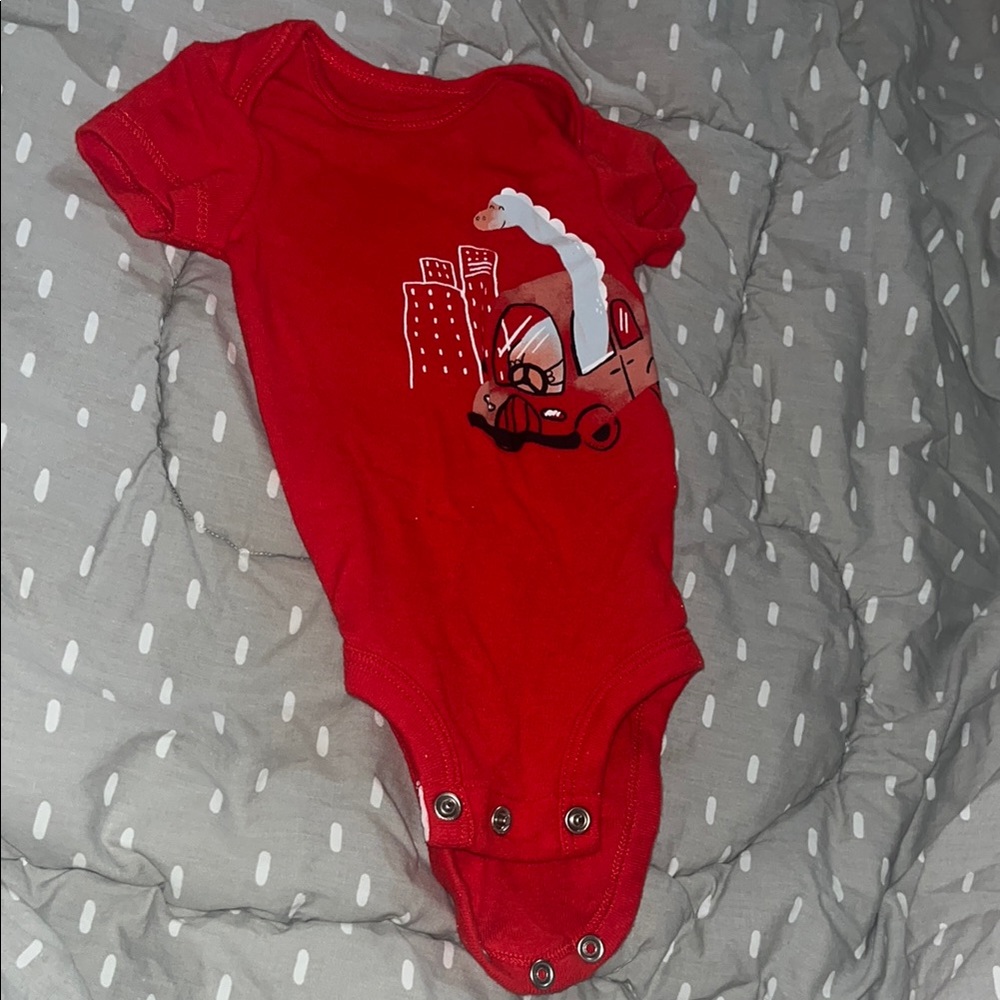 Carter's Red Bodysuit with Car and Giraffe Design